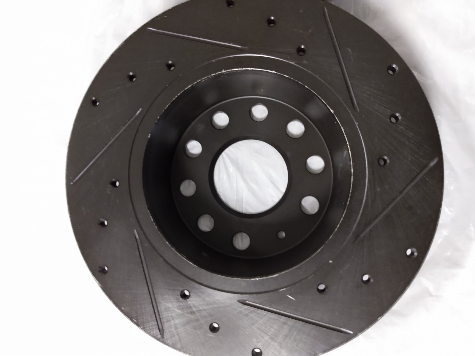 Rear Disc Brake Rotor Set- (Left/Right) – Drilled and Slotted-Black Zinc Coated