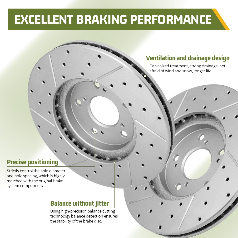309mm Rear Drilled Disc Brake Rotors Set for 2008 – 2014 Toyota Highlander