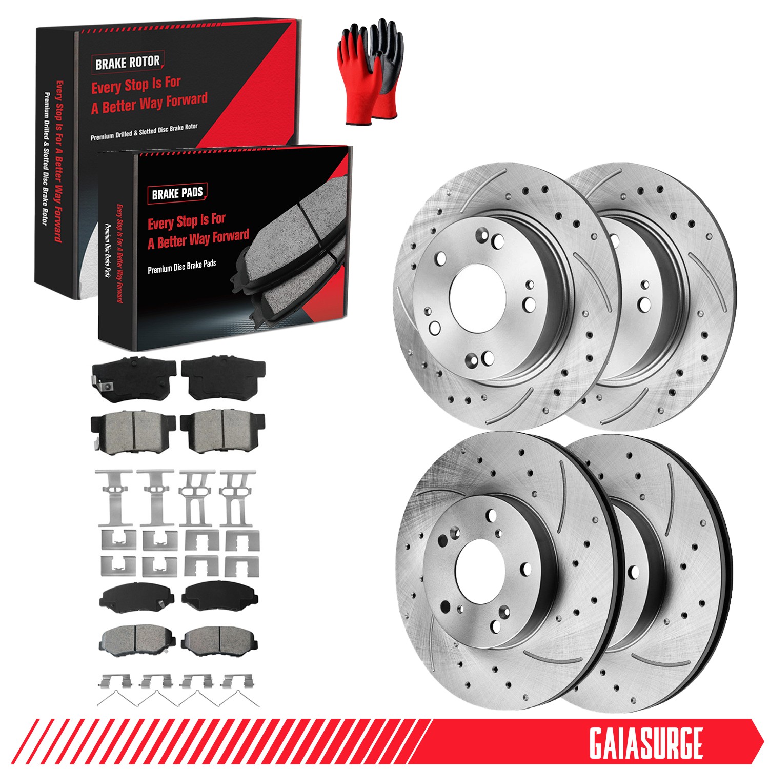 Front & Rear Disc Brake Rotors Ceramic Pads For Honda Civic 2013-2015 Acura ILX