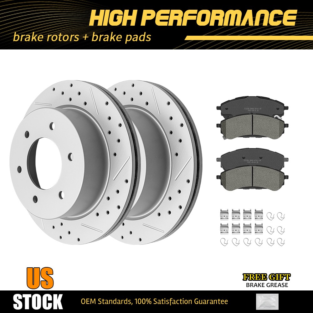 6 Lug 308mm Rear Disc Brake Rotors + Ceramic Pads For 2019 – 2022 Ford Ranger