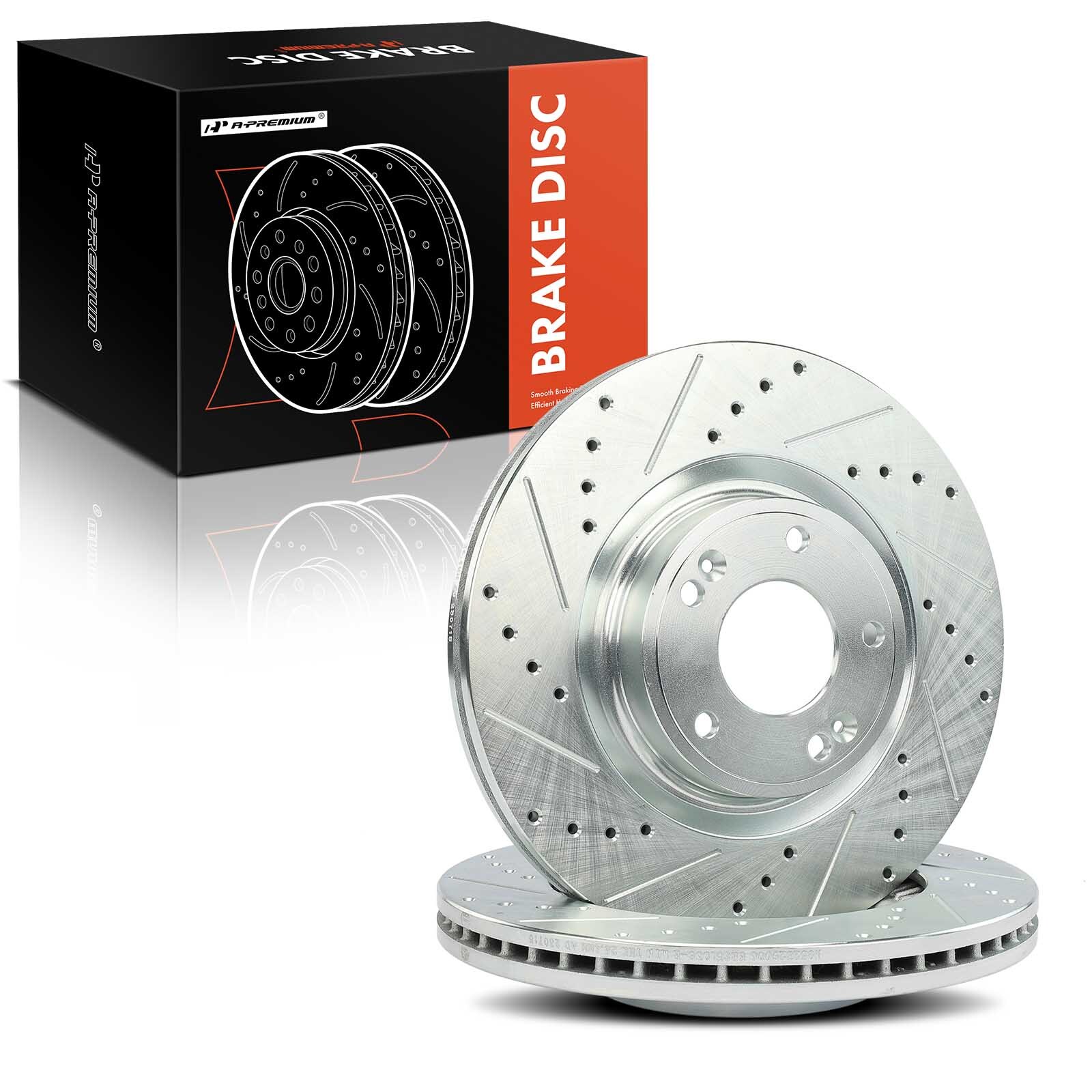 A-Premium 2Pcs Front Drilled Brake Rotors for Hyundai Genesis Coupe 2010- 2016