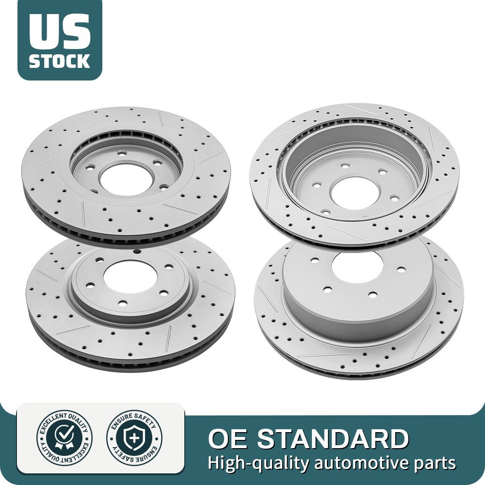 4pcs Front Rear Drilled & Slotted Disc Brake Rotors for 2017 – 2023 Nissan Titan