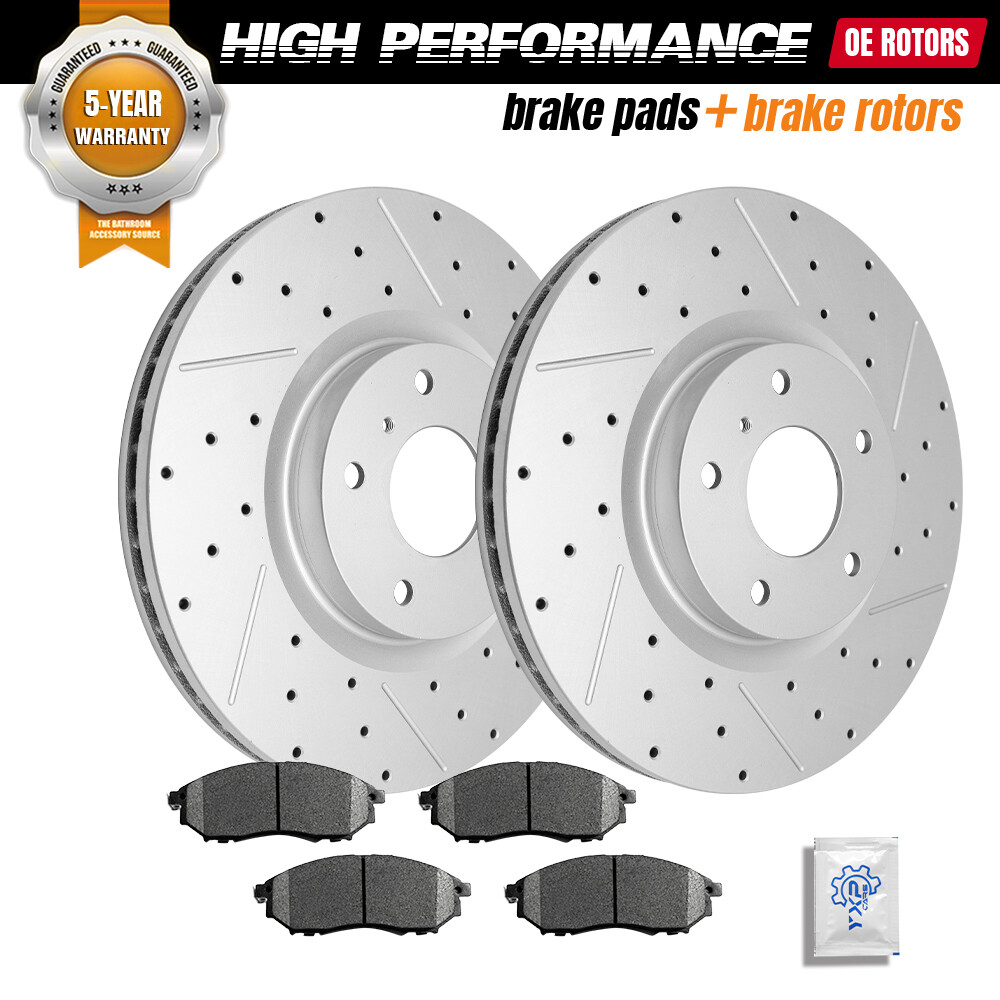 Front Drilled Rotors + Ceramic Brake Pads for Nissan 350Z 370Z Infiniti G35 G37