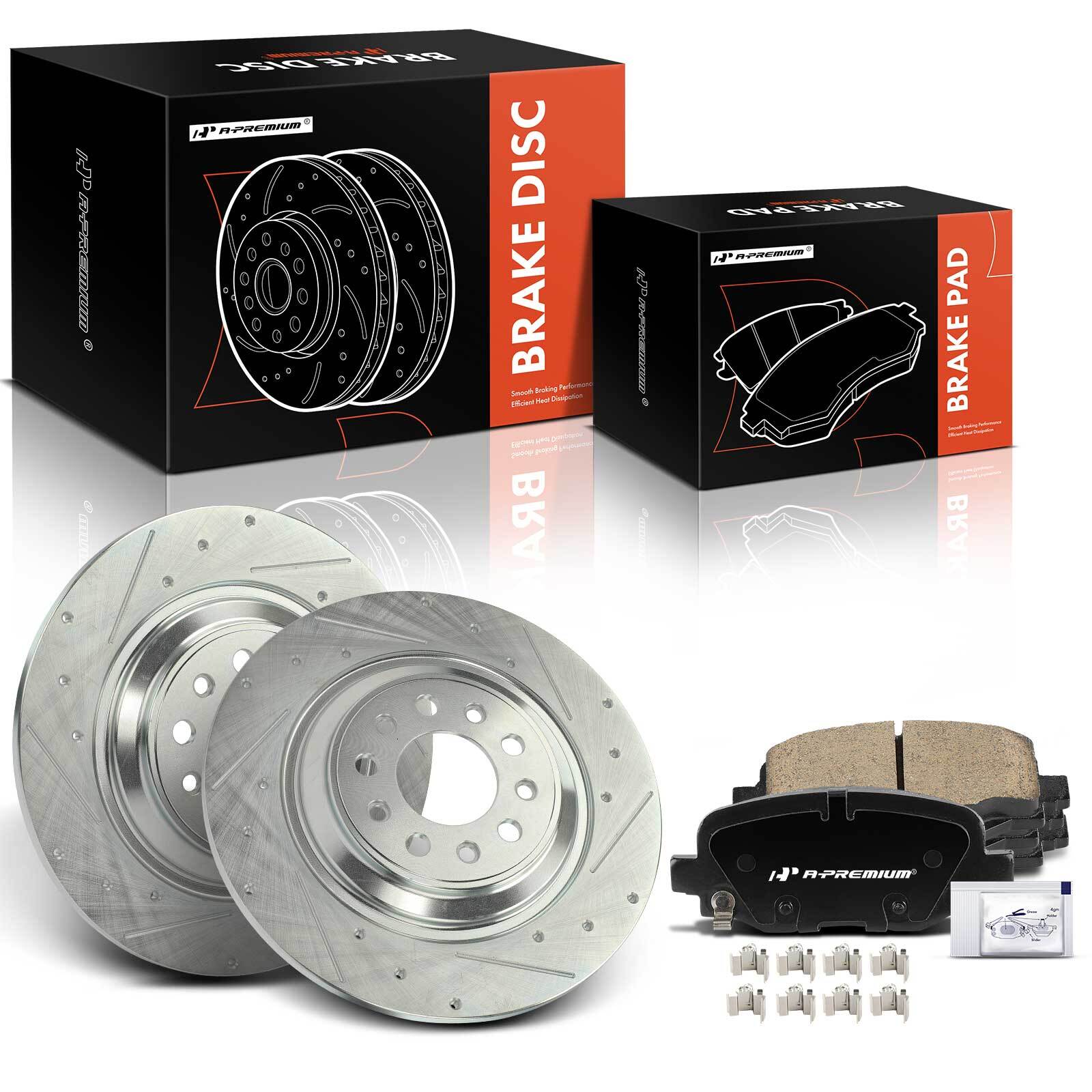 A-Premium Rear Drilled Brake Rotor & Ceramic Pads for Jeep Cherokee KL 2014-2021