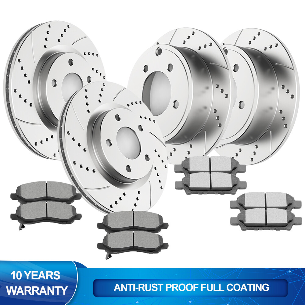 Front Rear Drilled Rotors Brake Pads for Dodge Avenger Caliber Jeep Compass Kits