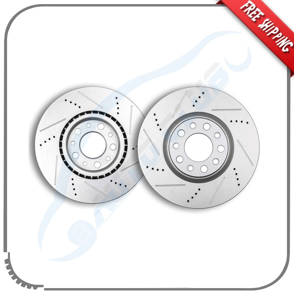 2X Front Drilled & Slotted Brake Rotors For 2015-2016 Jeep Renegade Latitude
