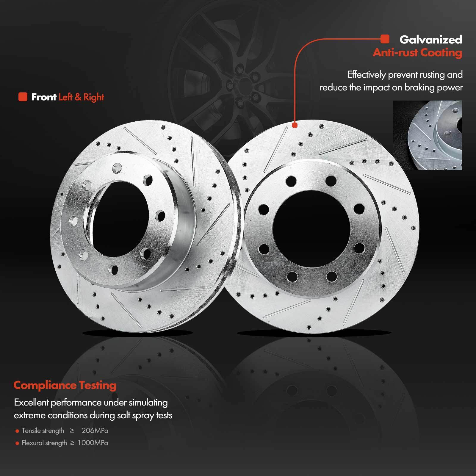 Front Drilled Brake Rotors & Pads + Brake Calipers for Dodge Ram 2500 Ram 2500