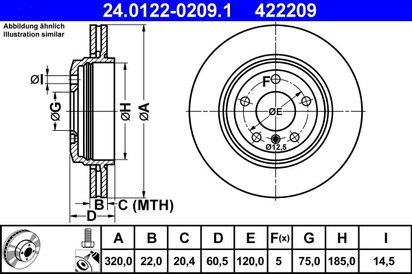 ATE 24.0122-0209.1 Brake Disc for BMW