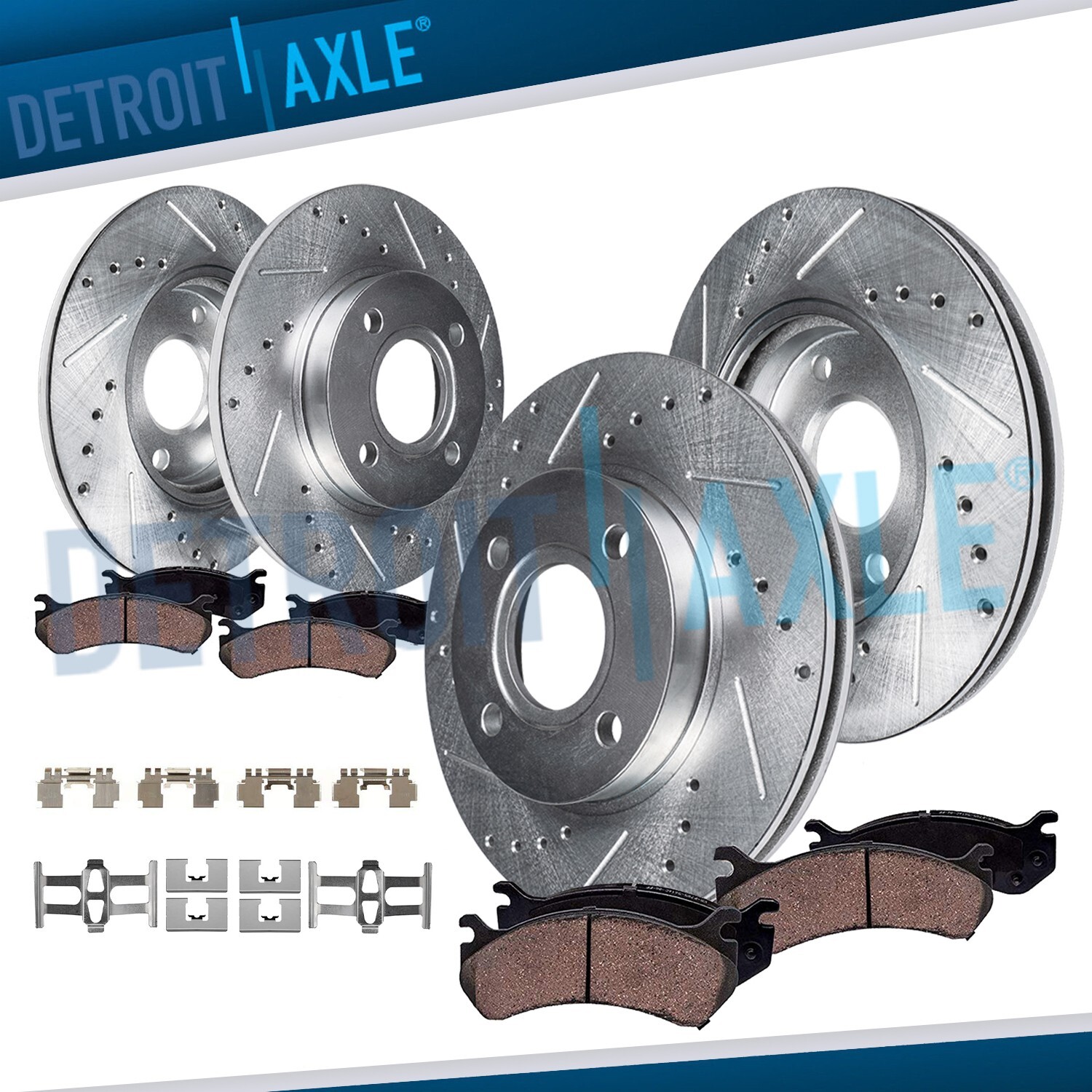 262mm Front 239mm Rear Drilled Rotors Ceramic Brake Pads for Honda Integra Civic