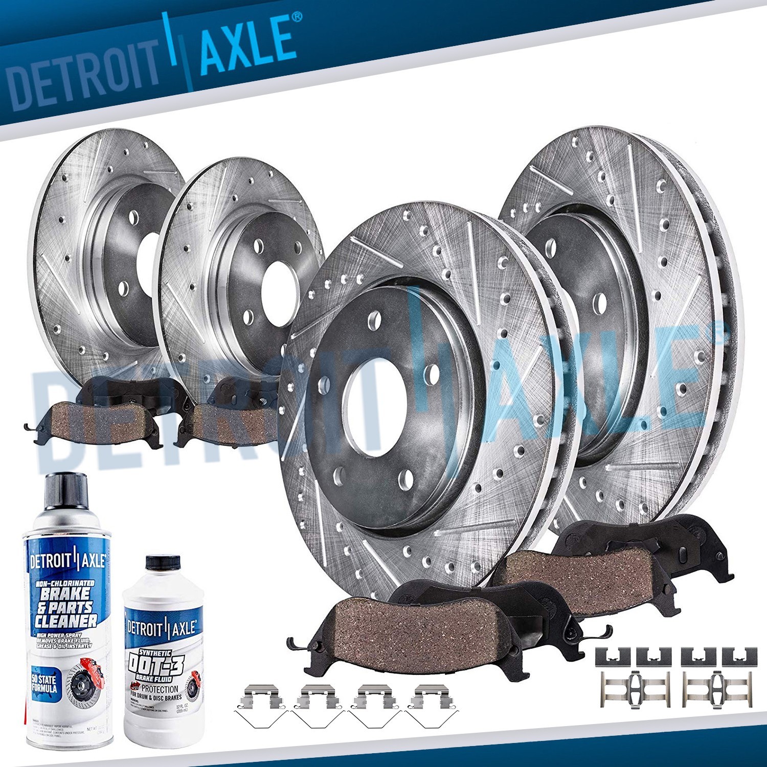 Front and Rear Drilled Disc Rotors Brake Pads Kit fit for Acura RDX Honda CR-V