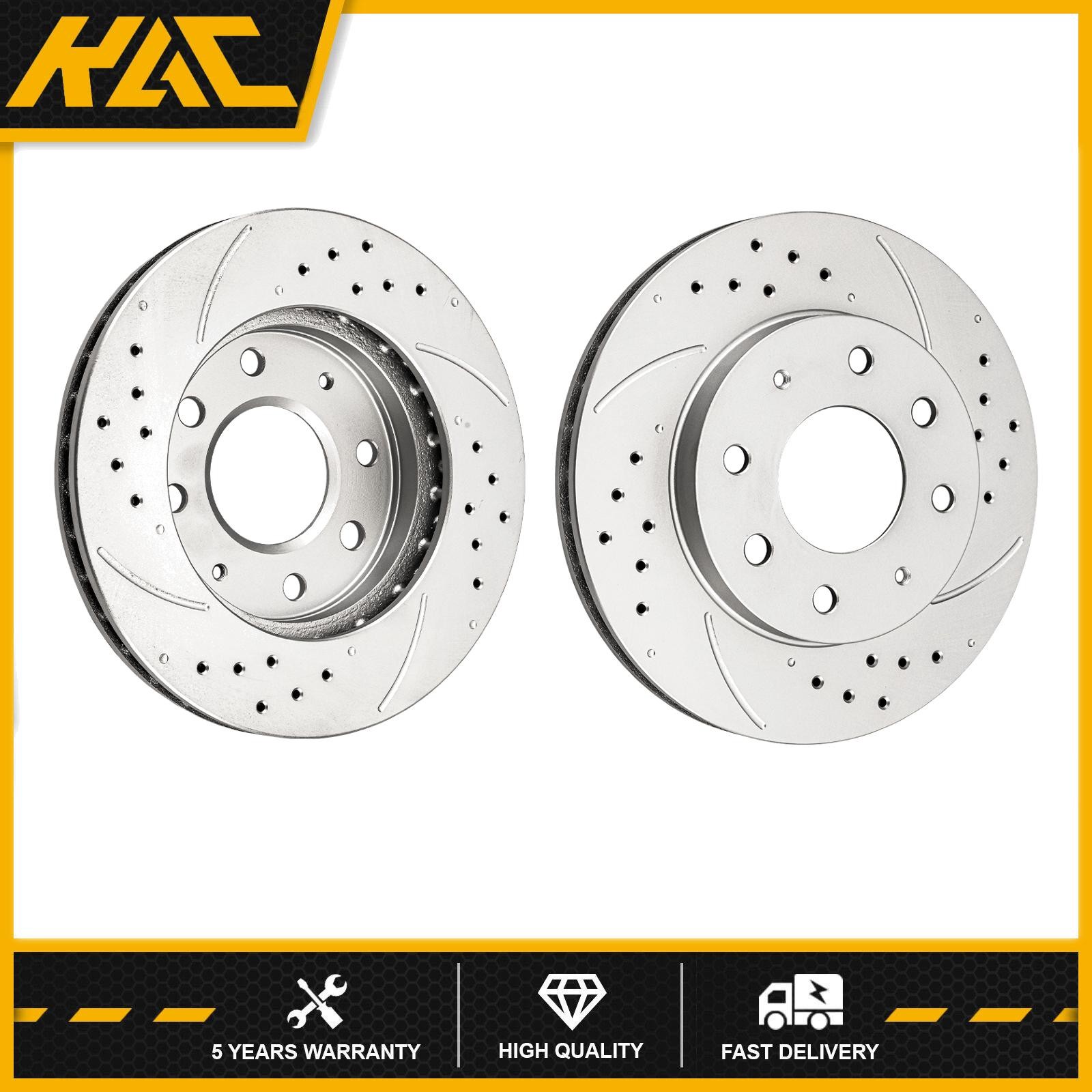 2x Front Drilled Slotted Vented Brake Rotors 256mm Fits 1992 Mitsubishi Expo LRV