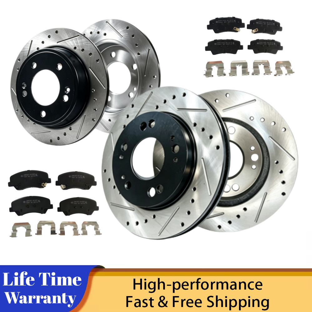 Front Rear Drilled Rotors Brakes Pads fit Hyundai Elantra Veloster GT Kia Forte5