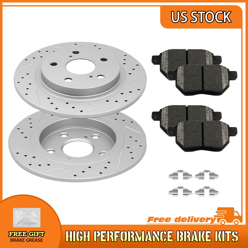 10.98″Rear Drilled Brake Rotor Ceramic Pad For 2009-15 Pontiac Vibe Scion iM/xB