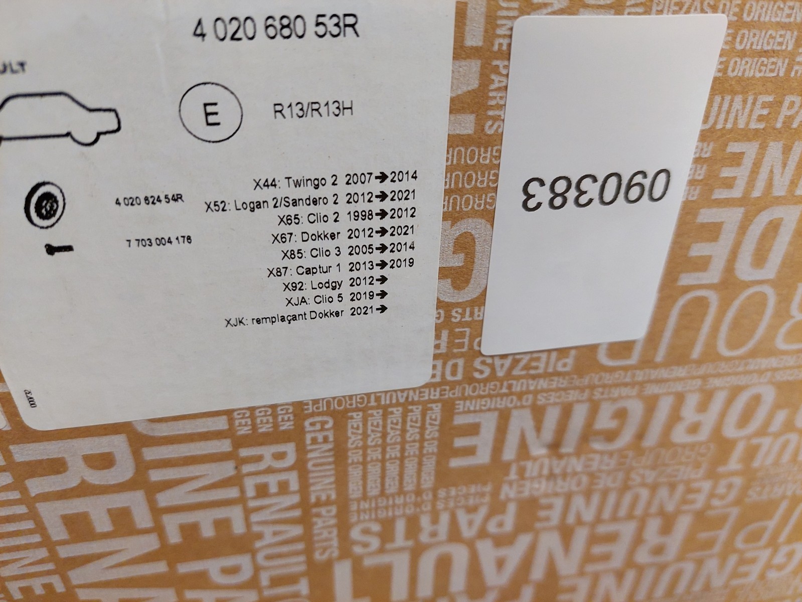Renault Captur Front Brake Disc Set 280mm 402068053R Dokker 13-19 Genuine