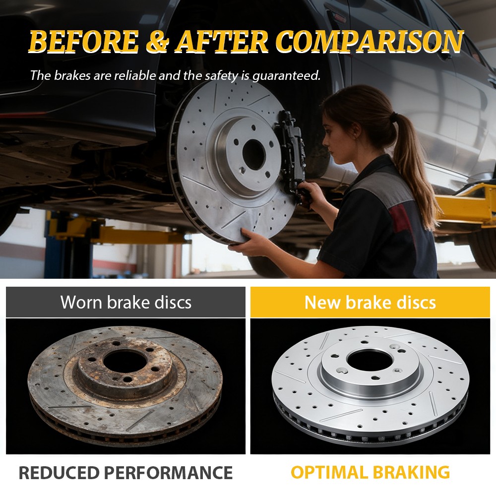 280mm Front Drilled Rotors Brake Pads Kit for Hyundai Elantra Veloster Kia Forte