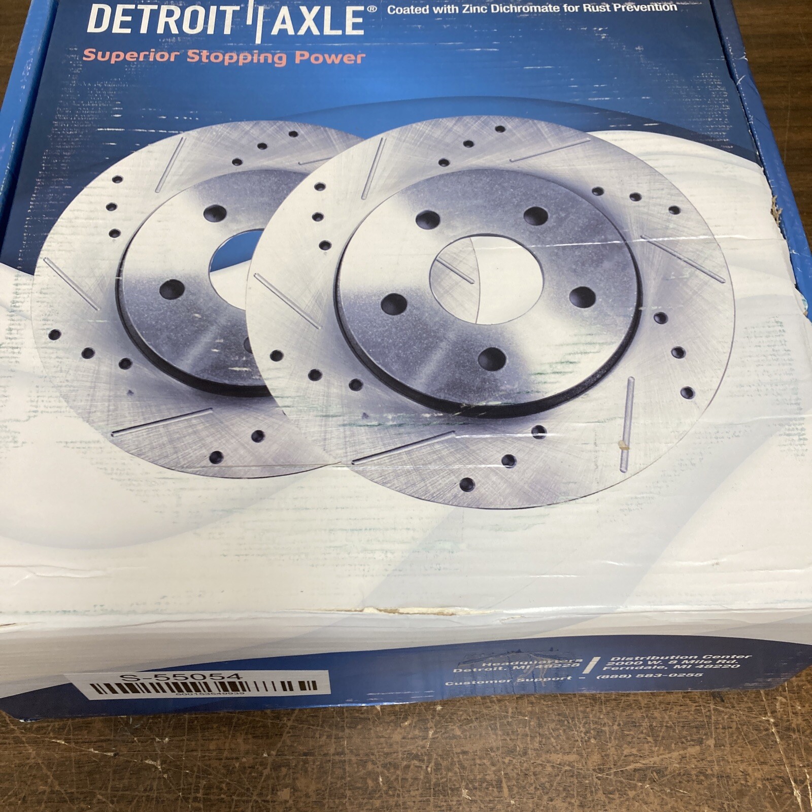 1 Pair Detroit Axle S-55054×2 Front Disc Brake Rotors Drilled and Slotted NeW