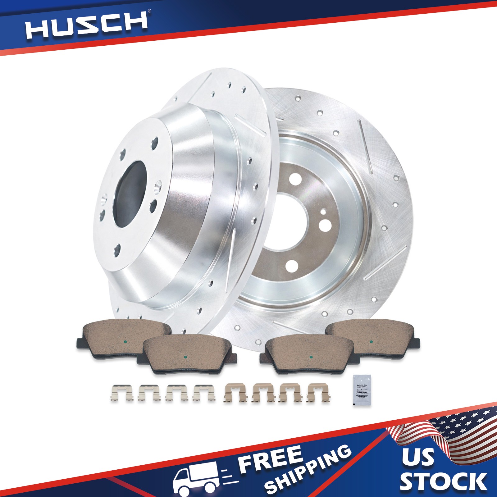 11.89 inch Rear Drilled Rotors Brake Pads for Hyundai Santa FE XL Kia Sorento