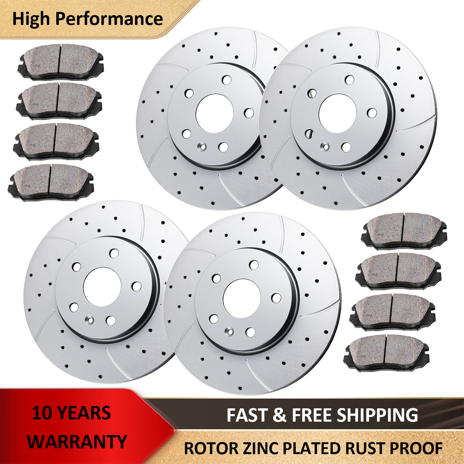 Drilled Front Rear Brake Rotors Pads Kit for Chevrolet Equinox Terrain Brakes