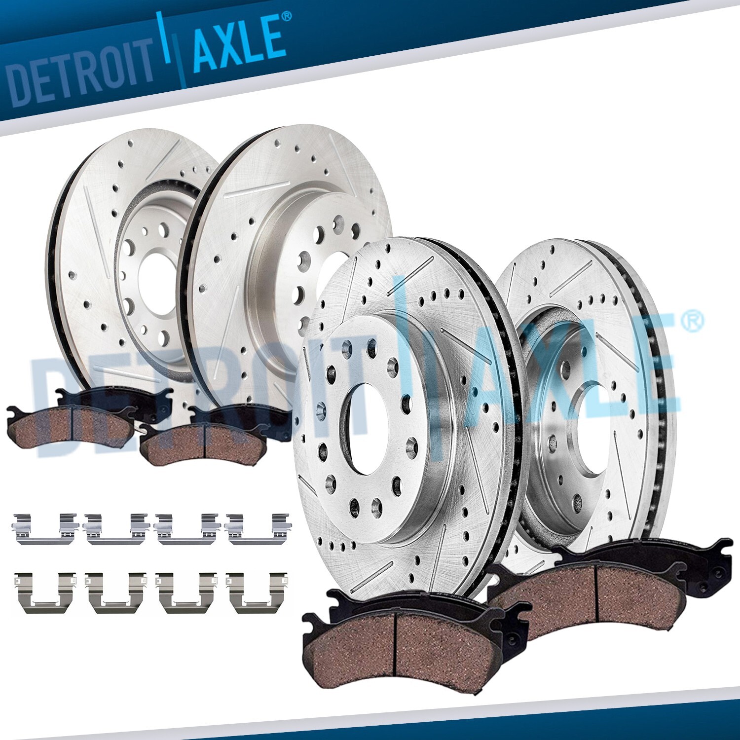 8pc Front Rear Drilled Brake Rotors Brake Pads for Buick Enclave Cadillac XT5