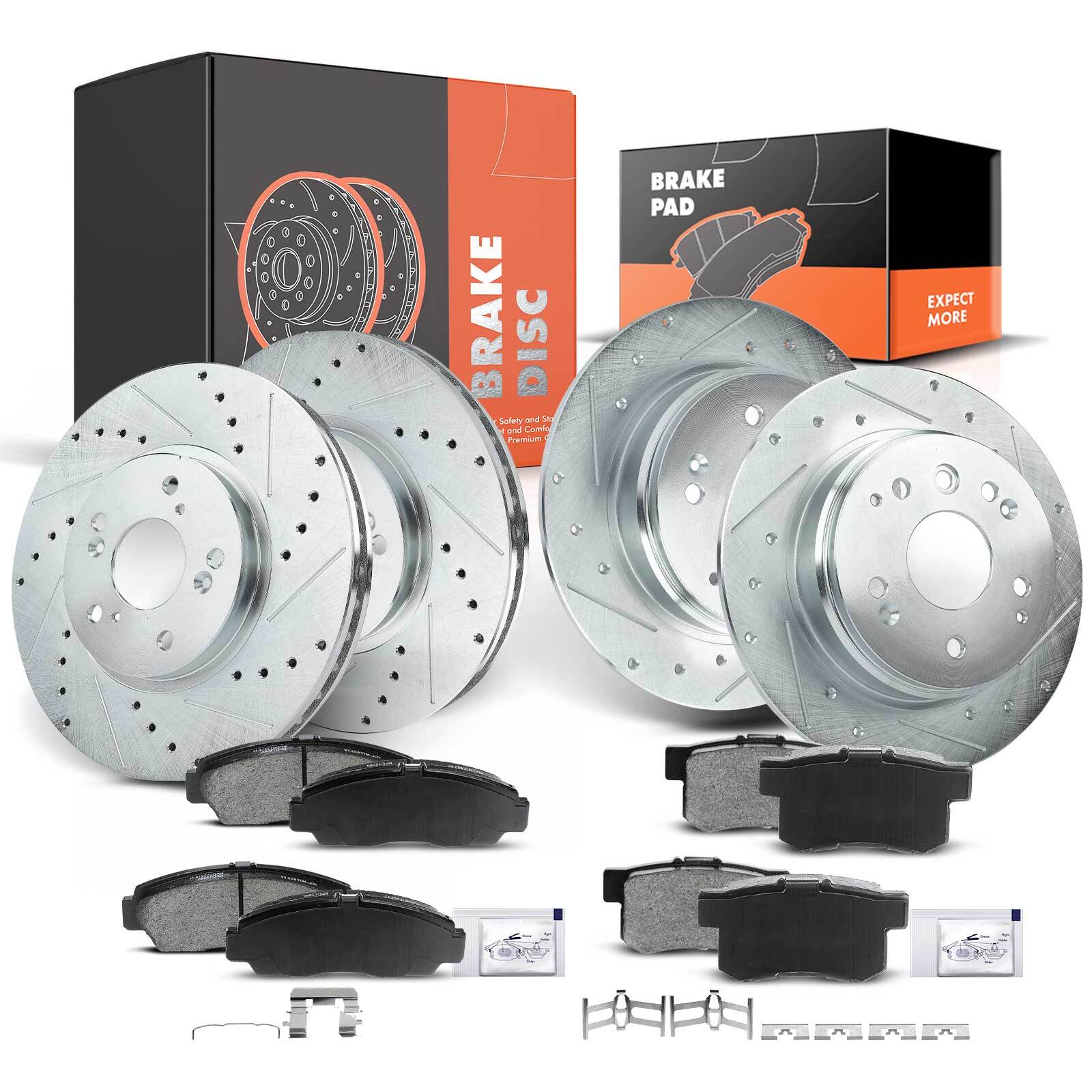 Front Rear Drilled Brake Rotors & Ceramic Brake Pads for Acura TL 2004-2008 3.2L