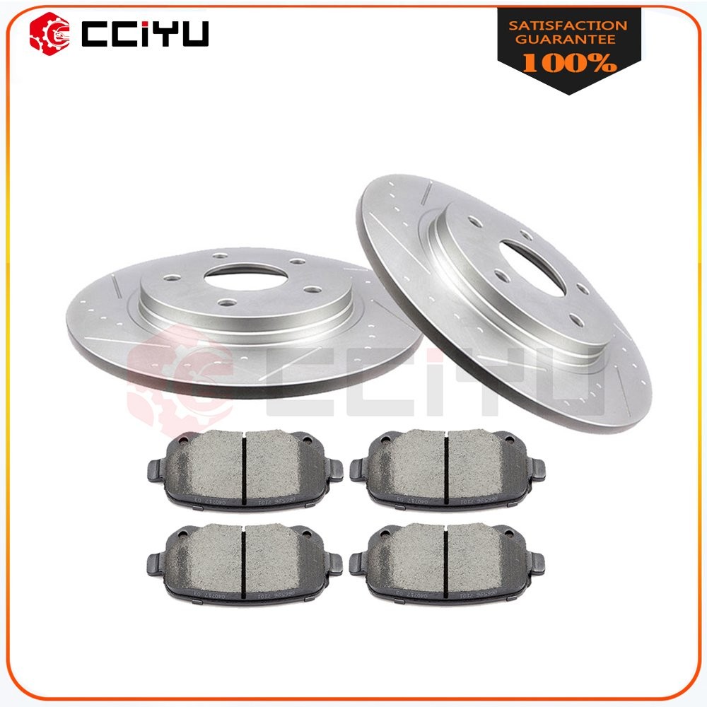 Slotted Rear Brake Rotors & Ceramic Brake Pads For Volkswagen Routan 2009-2012