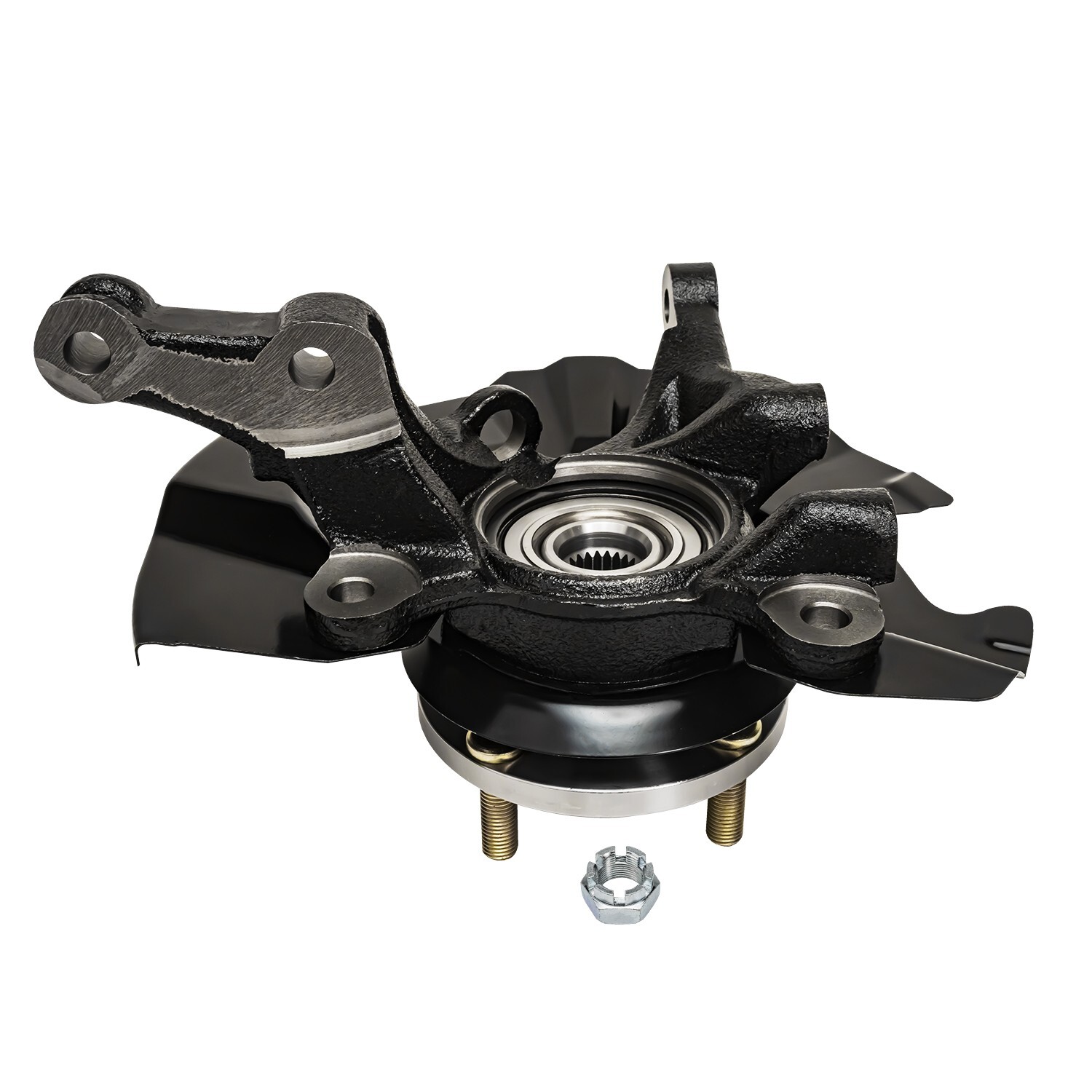Front Steering Knuckles Hub Bearings Disc Rotors Brake Pads for Hyundai Accent