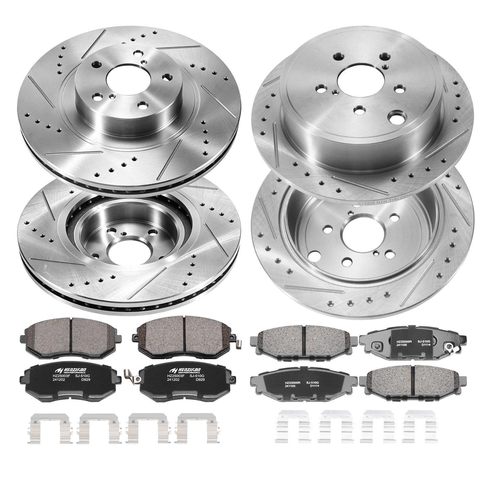 Front Rear Drilled Disc Brake Rotors for Subaru Forester Impreza Legacy Outback
