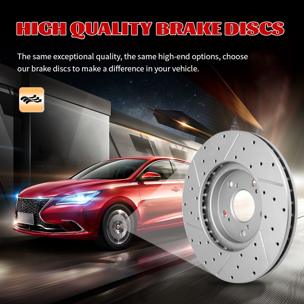 AWD Front Rear Drilled Disc Brake Rotors for 2016 2017 2018 Mazda CX-3