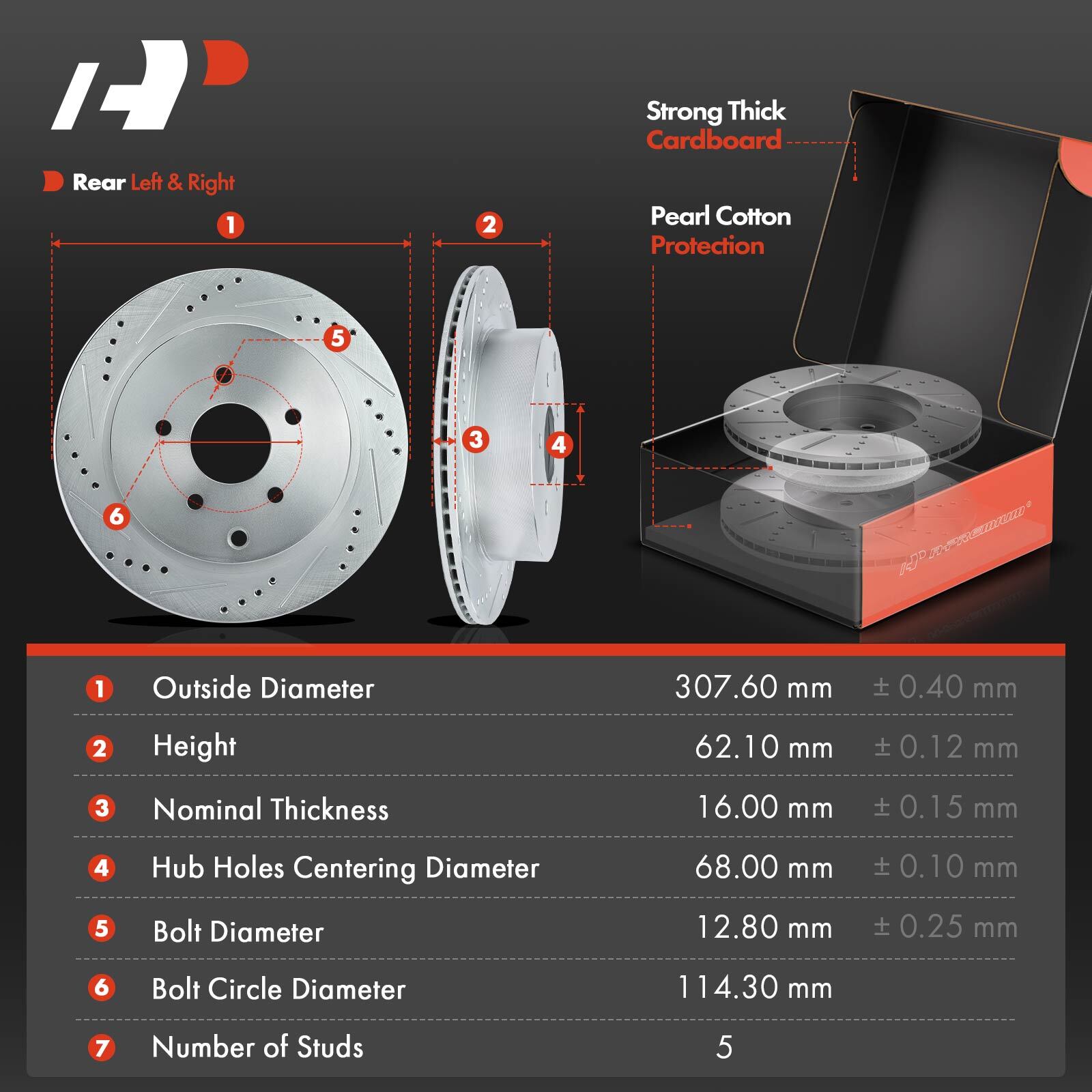 A-Premium Front & Rear Drilled Brake Rotors & Ceramic Pads for Nissan Murano V6