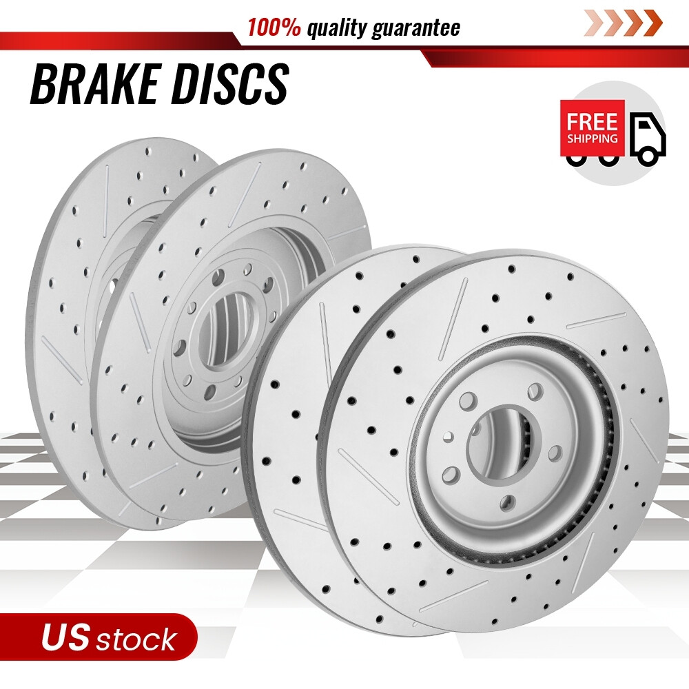 Front and Rear Drilled Brake Rotors Set of 4 for Ford Explorer Taurus Flex