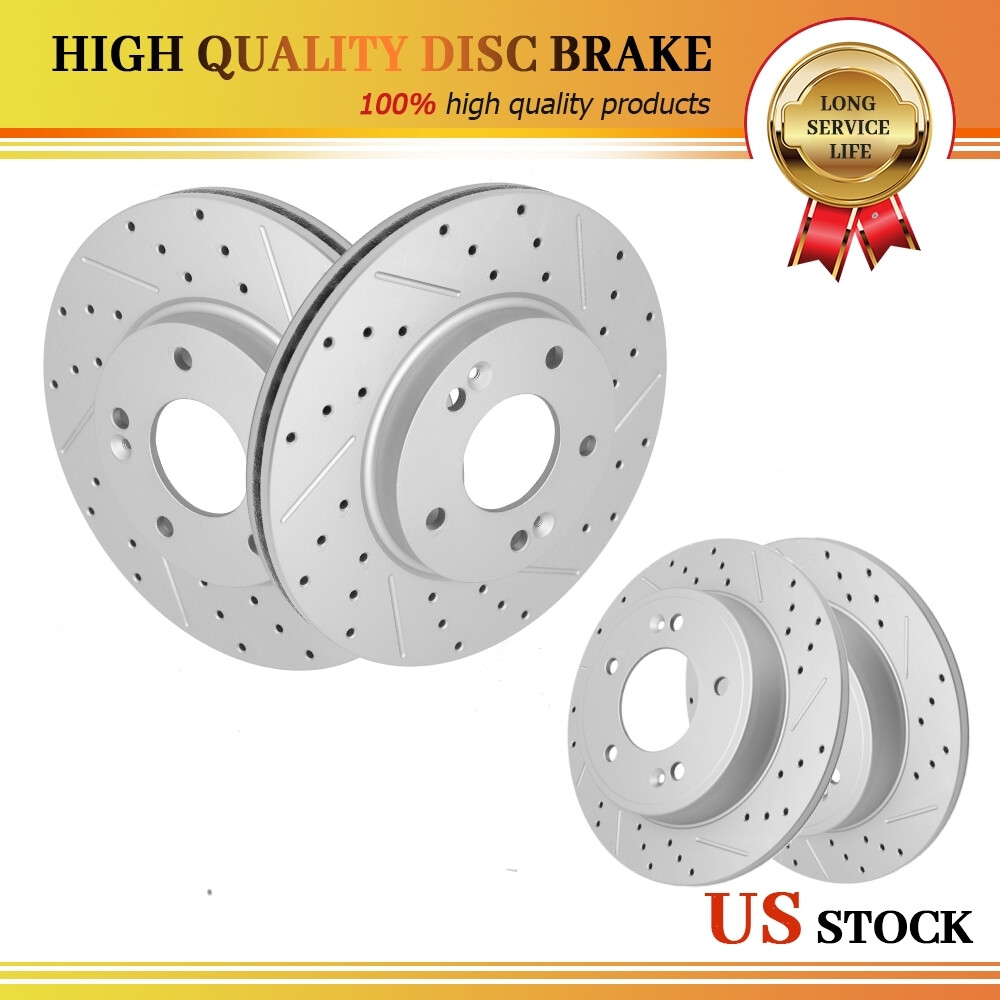4PCS Front and Rear Drilled Brake Rotors for Hyundai Elantra Kia Soul Forte