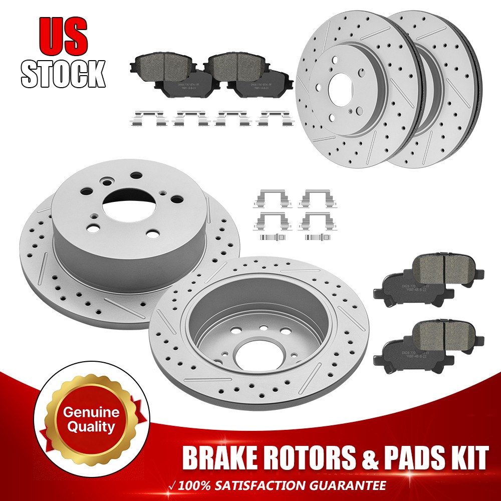 Front & Rear Brake Rotors Ceramic Pads For 2002 2003 2004 Toyota Camry 3.0L.3.3L