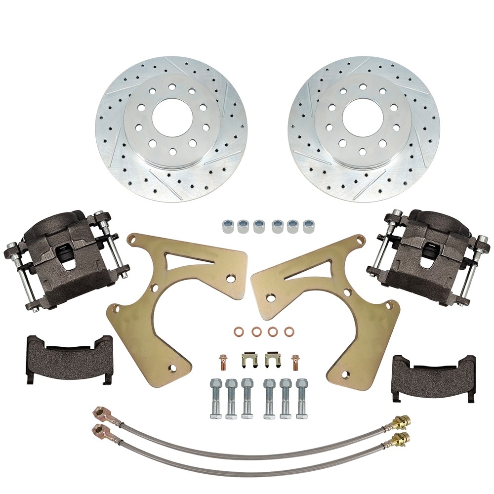Bolt-On Rear Disc Brake Conversion Kit For GM 10 & 12 drilled and slotted rotors