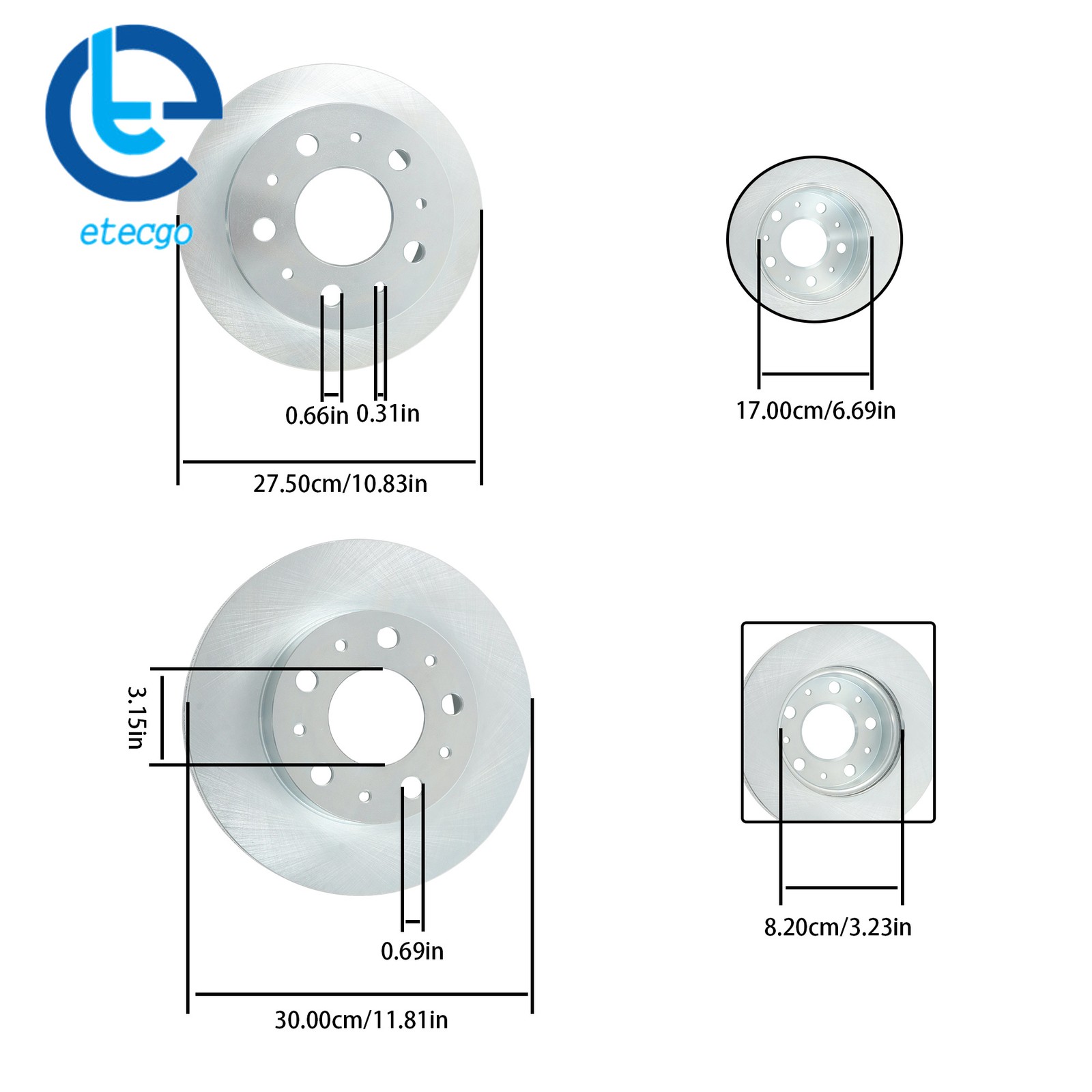 For Ram ProMaster 3500 17-20 Front & Rear Disc Brake Rotors & Ceramic Brake Pads