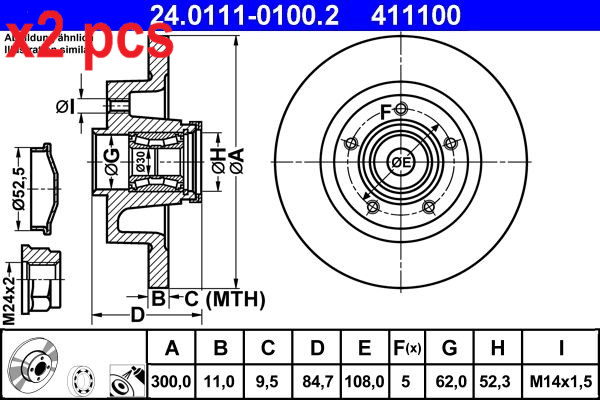 X2 PCS L&R SIDES BRAKE DISC 24.0111-0100.2