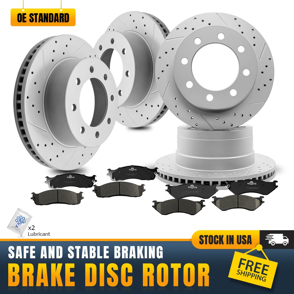Front Rear Rotors And Ceramic Brake Pads for 2003-2008 Dodge Ram 1500 2500 3500