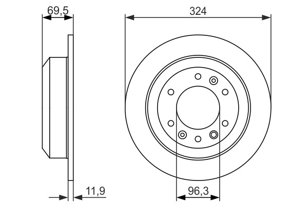 2x Brake Discs Pair Solid Rear 324mm 0986479598 Bosch Set 584114D000 BD1441 New