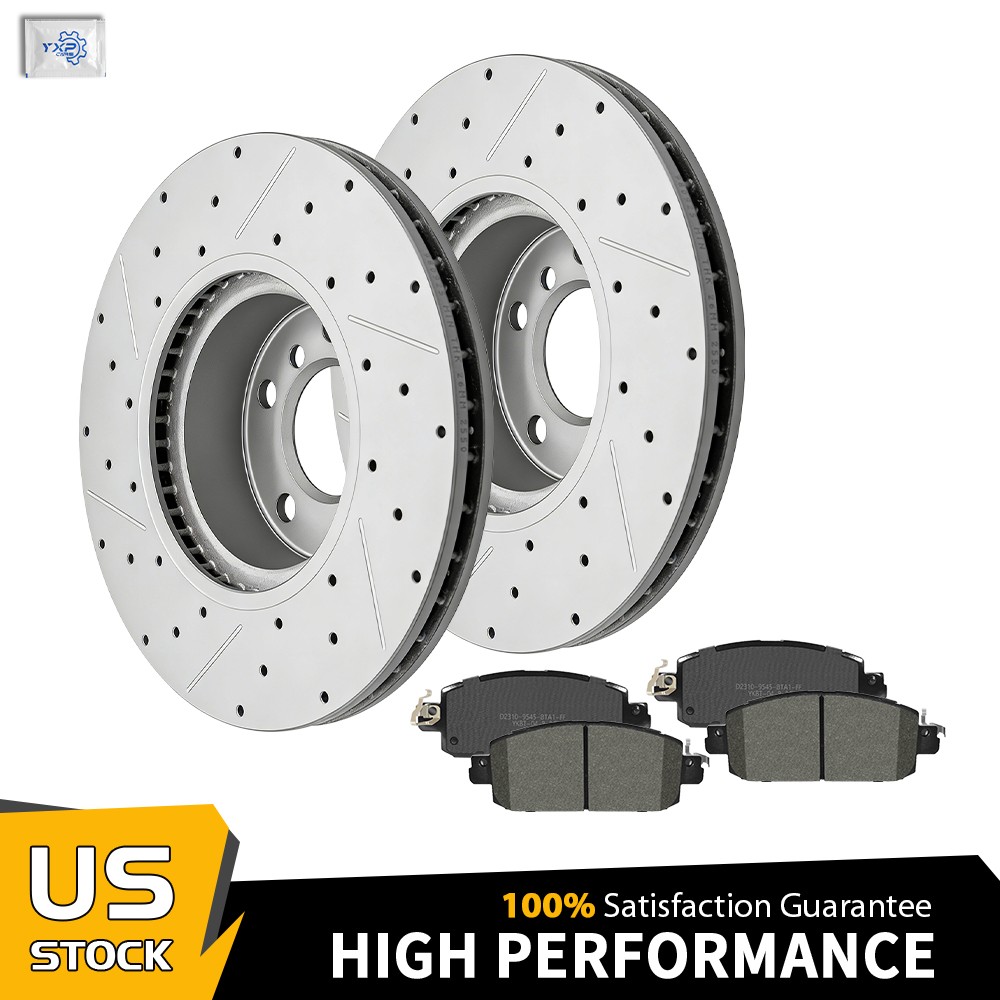 11.02 inch Front Drilled Rotors Brake Pads for Nissan KICKS Sentra 2020 – 2024