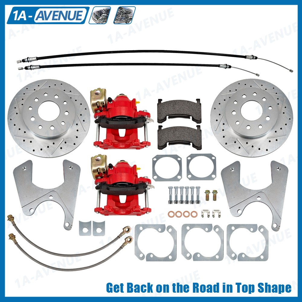 For 1968-1974 GM F/X-Body 10 & 12 Bolt St Rear Disc Brake Kit With Red Calipers
