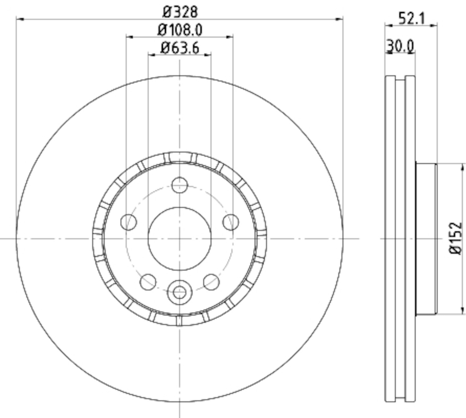 Hella 328mm Front Coated Vented Disc Brake Rotor For Volvo XC60 2010-2015