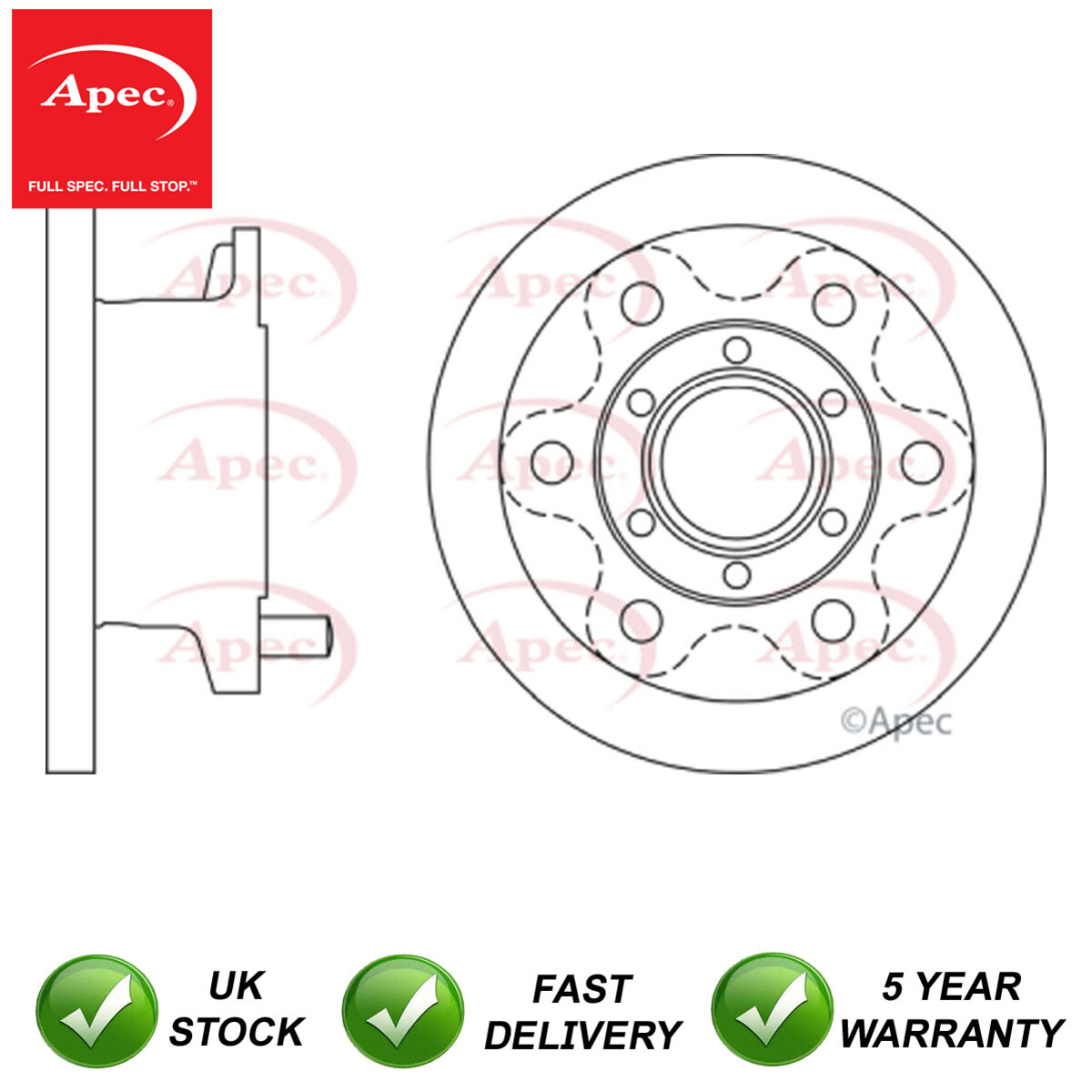 Brake Disc Front Apec Fits Iveco Daily 1989-2006 2.3 D 2.5 2.8 3.0 42470842