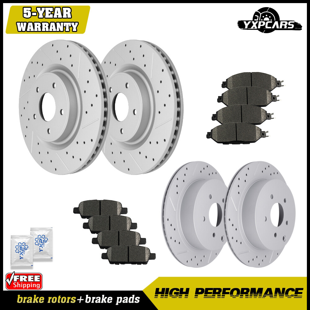 Front Rear Drilled Rotors+Brake Pads for Nissan Murano Pathfinder Infiniti QX60