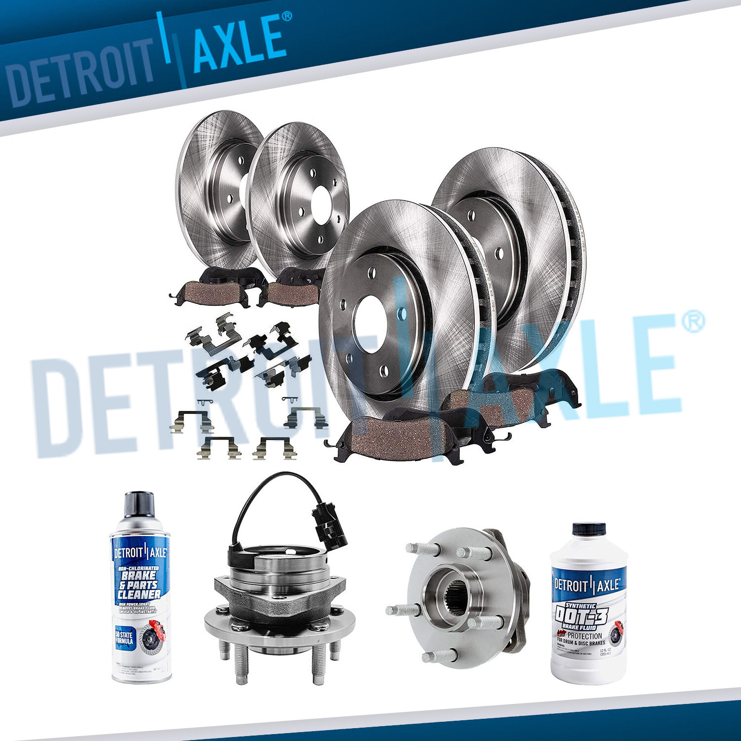 Front Rear Brake Rotors Pads + Wheel Hub Bearings for Pontiac G6 HHR Malibu Aura