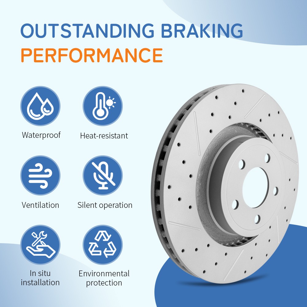 Front Rear Drilled Brake Disc Rotors Ceramic Pads Kit For Infiniti QX50 Nissan Z