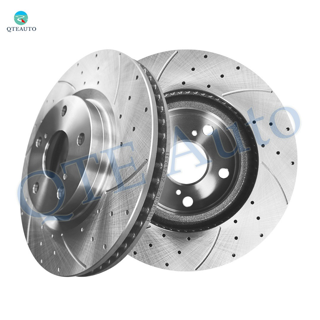 Front 296mm Drilled Slotted Disc Brake Rotors For 2006-2018 Toyota RAV4
