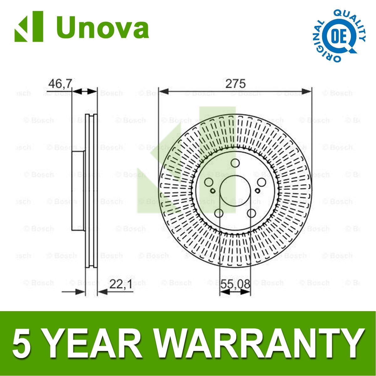 2x Brake Disc Front Unova Fits Toyota Urban Cruiser 2007-2016 Verso 2010-2015