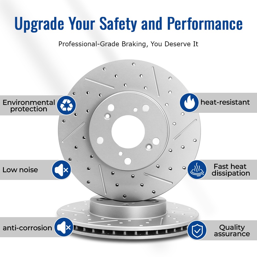12.6” (320mm) SOLID Rear Disc Drilled Brake Rotors for 2020-2025 Ford Explorer