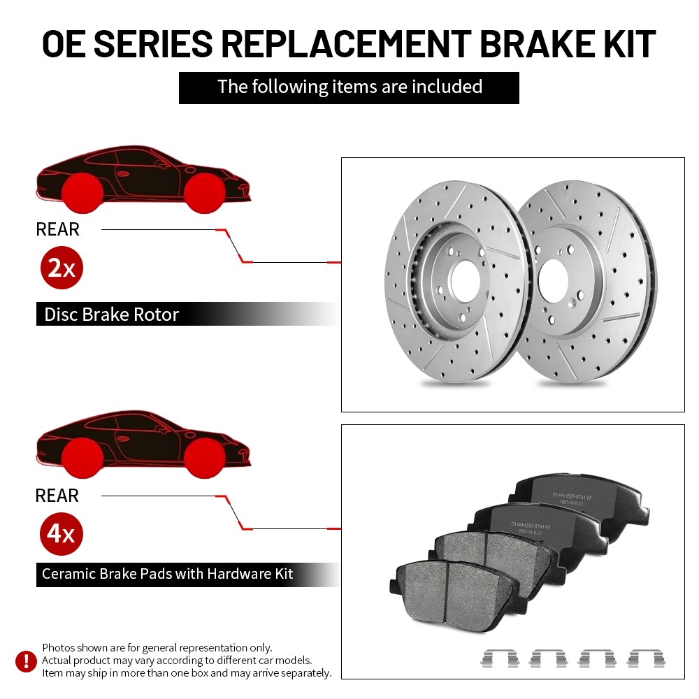 Front Rear Drilled Brake Rotor Pad For 2007-2017 Acadia Traverse Enclave Outlook