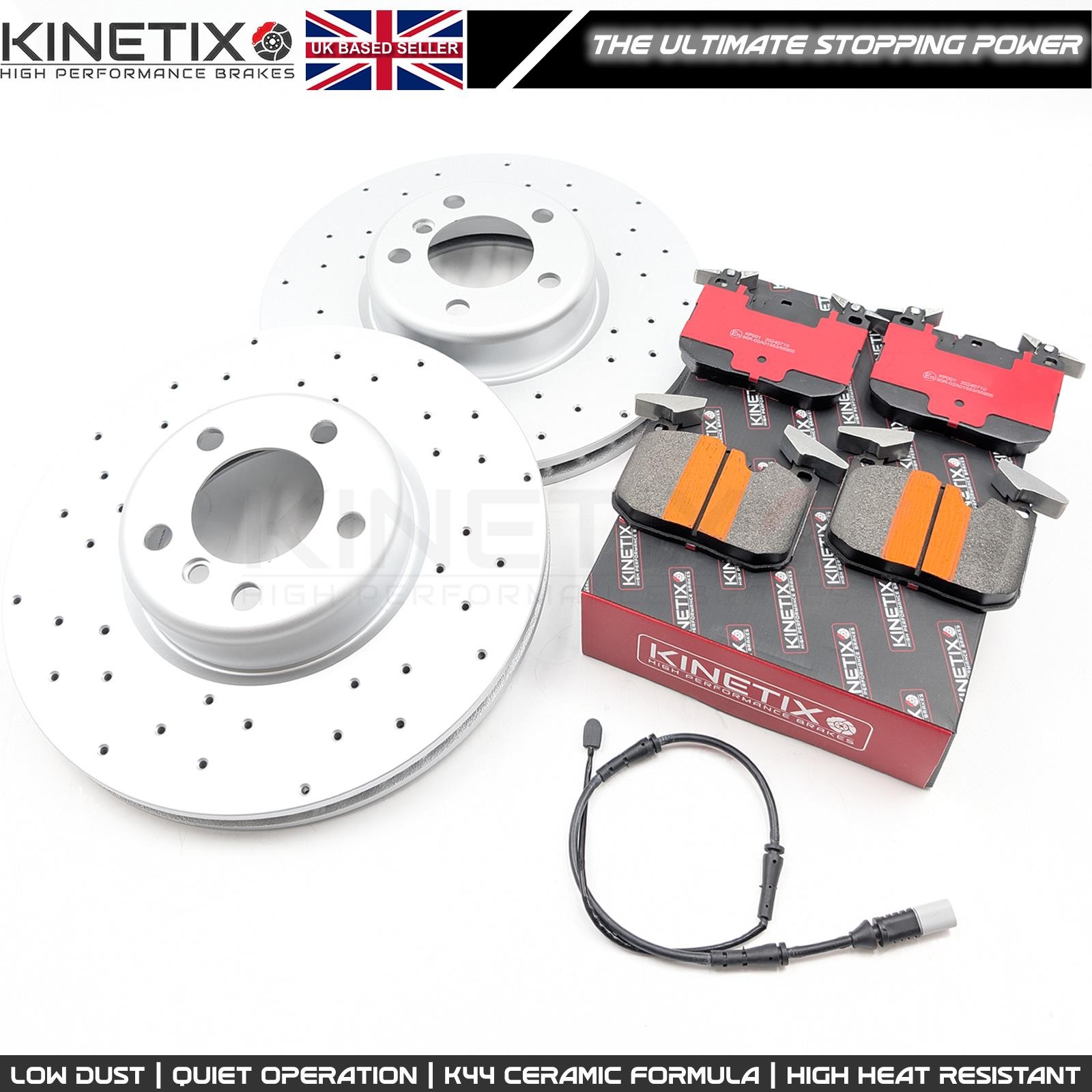 FOR BMW 440i F32 F33 F36 M SPORT DRILLED FRONT BRAKE DISCS PADS SENSOR 340mm