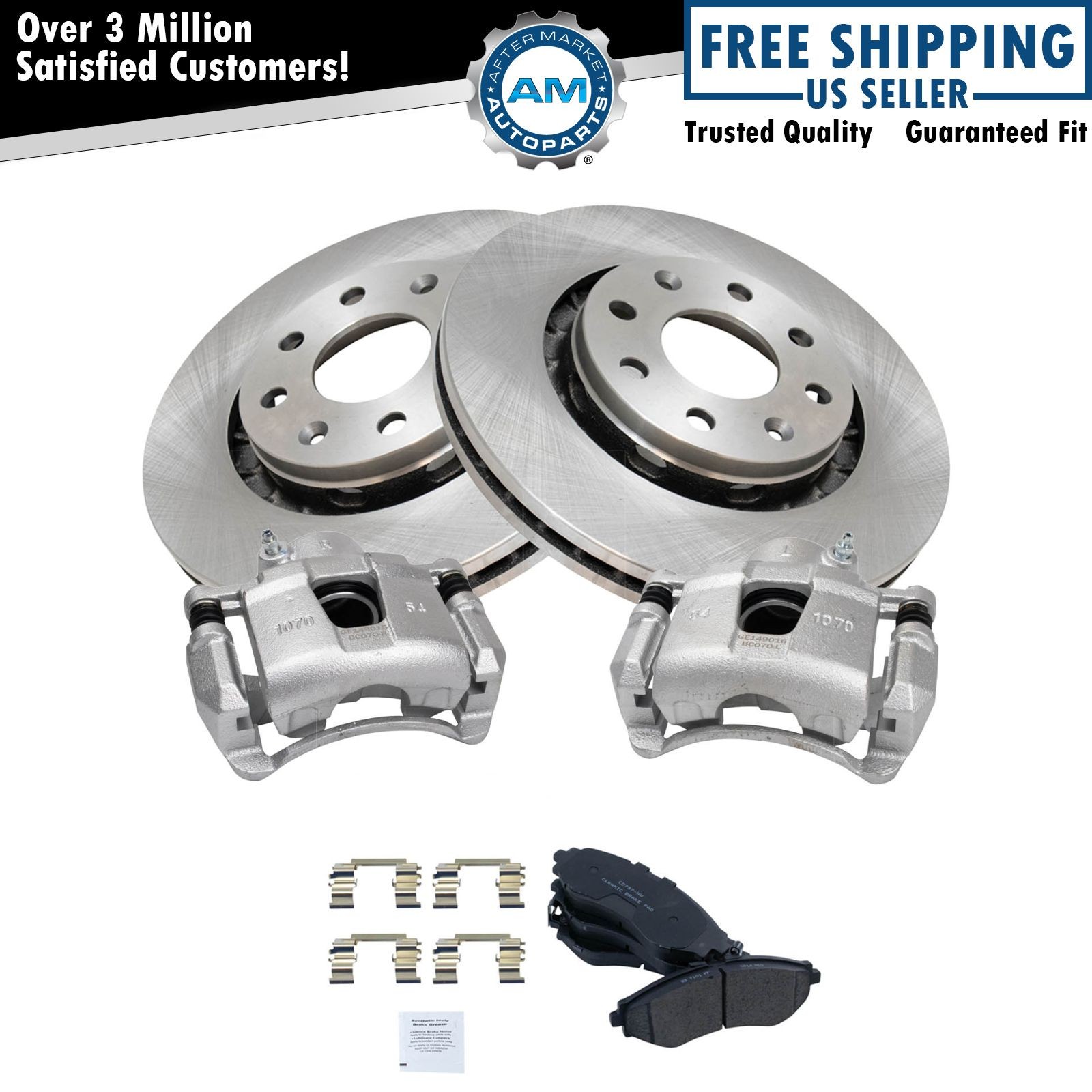 Front Brake Calipers Ceramic Pads & Rotors Fits 04-08 Suzuki Forenza 05-08 Reno